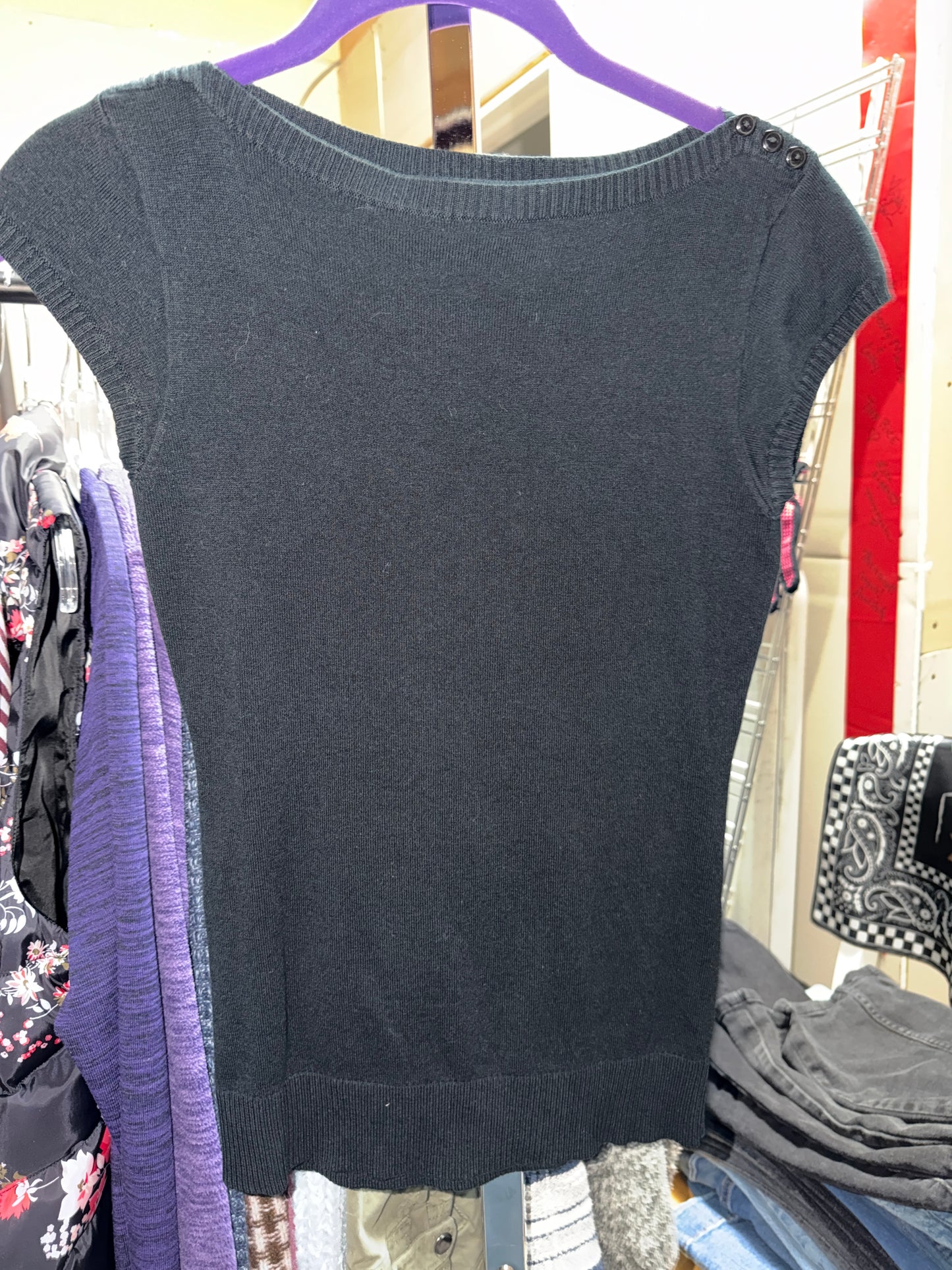 Frenchi by Nordstrom Vintage Black Cap Sleeve Sweater 2000’s